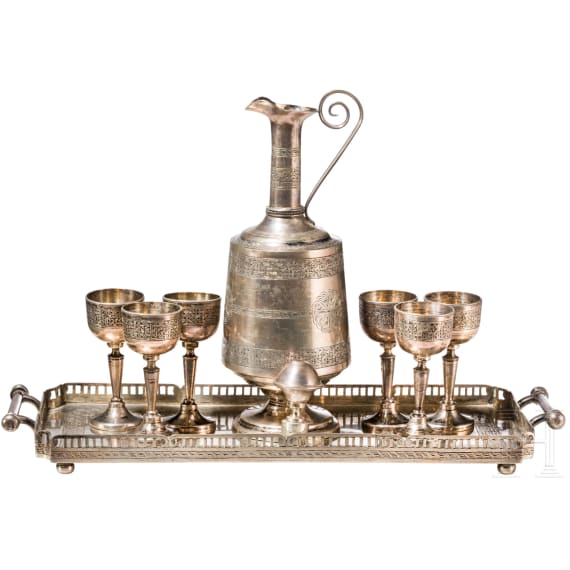 An Armenian silver liqueur set, ca. 1920
