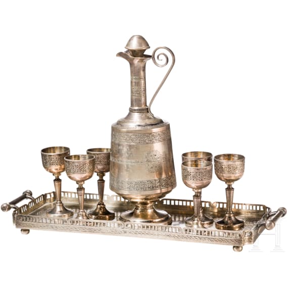 An Armenian silver liqueur set, ca. 1920