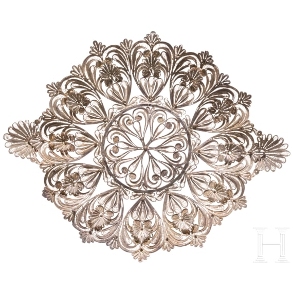 A silver filigree plate, Balkans, 20th century