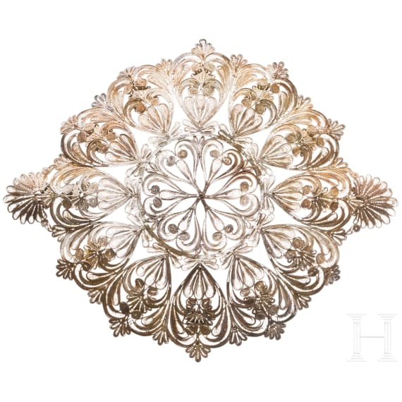 A silver filigree plate, Balkans, 20th century