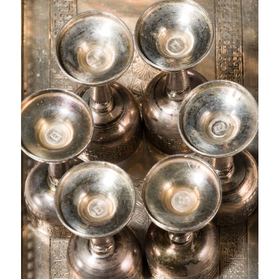 An Armenian silver liqueur set, ca. 1920