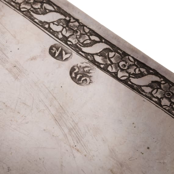A Persian engraved silver box, 20th century