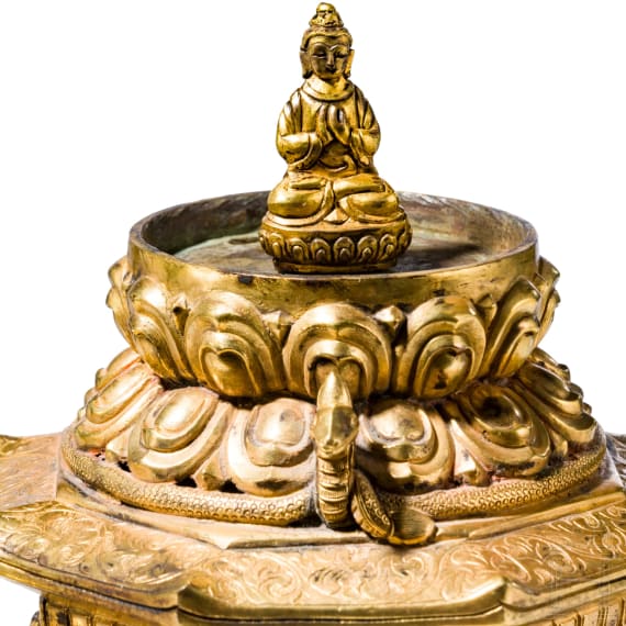 A Buddhist Stupa with Buddha Figures, probably Nepal