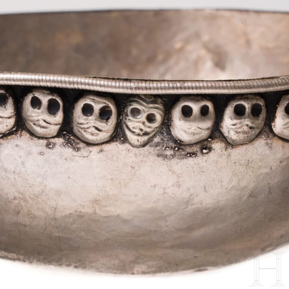 A Tibetan ritual bowl (kapala) and a small travelling altar (Gau), 20th century