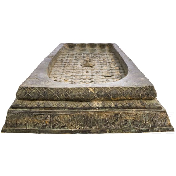 A large Thai bronze plaque showing the footprint of Buddha (Buddhapada), 18th/19th century