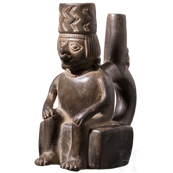 Pr&auml;kolumbisches, fig&uuml;rliches Gef&auml;&szlig;, peruanische Nordk&uuml;ste, wohl Moche-Kultur, 4. - 8. Jhdt.