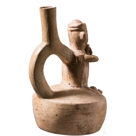 Pr&auml;kolumbisches, fig&uuml;rliches Gef&auml;&szlig;, peruanische Nordk&uuml;ste, wohl Moche-Kultur, 4. - 8. Jhdt.