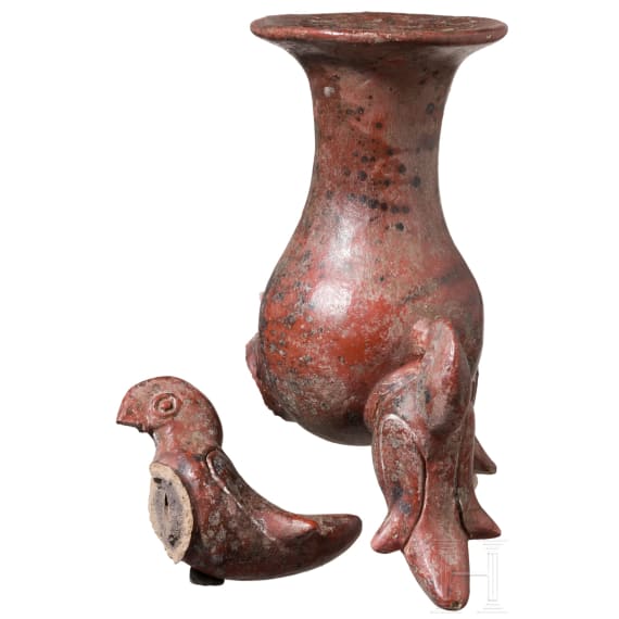 Pr&auml;kolumbische Vase mit Vogelf&uuml;&szlig;en, peruanische Nordk&uuml;ste, wohl Moche-Kultur, 4. - 8. Jhdt.
