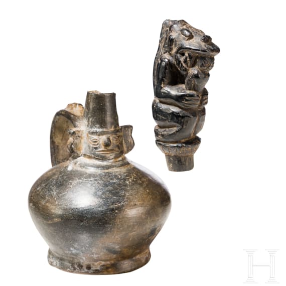 Pr&auml;kolumbisches Figurengef&auml;&szlig; und Figur, Peru, Lambayeque, Chimu-Kultur, wohl 11. - 15. Jhdt.
