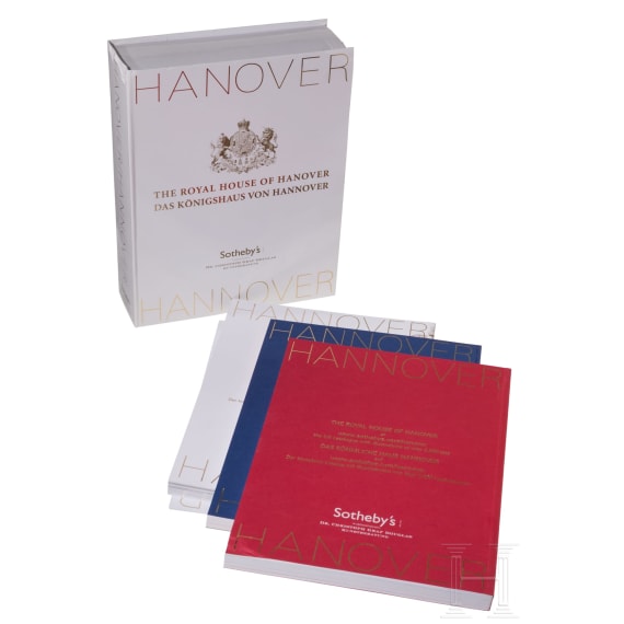 Three Sotheby's auction catalogs "The Royal House of Hanover", complete edition in a cassette, October 2005