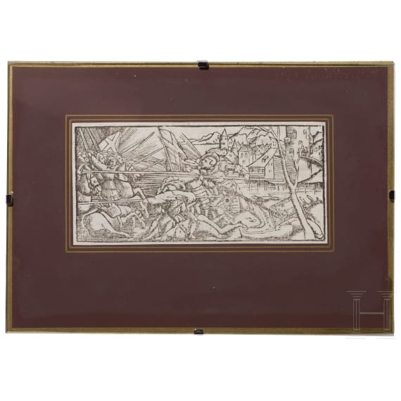 Holzschnitt mit Schlachtenszene, Basel, um 1560
