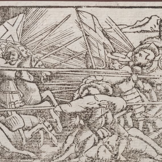 Holzschnitt mit Schlachtenszene, Basel, um 1560