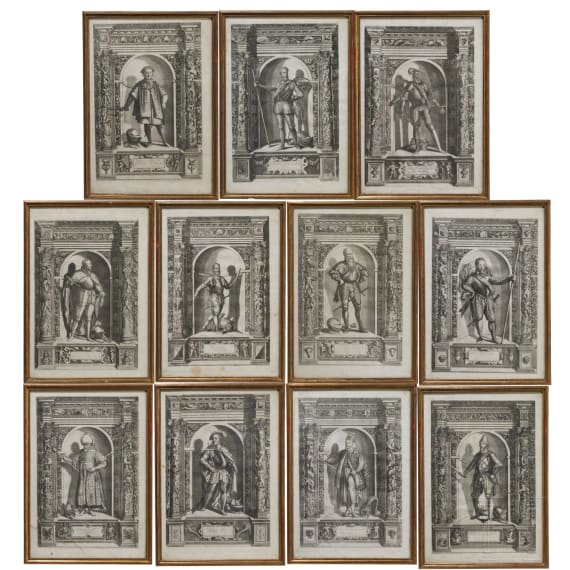 Elf Kupferstiche aus "Armamentarium Heroicum ", 1601/1603