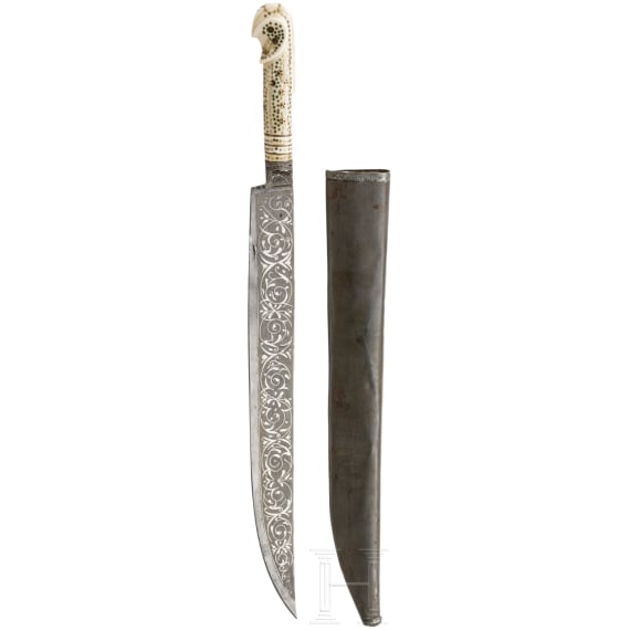 A silver damascened knife, Balkans, 19th century