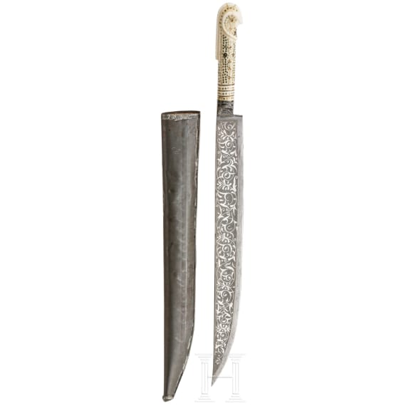 A silver damascened knife, Balkans, 19th century