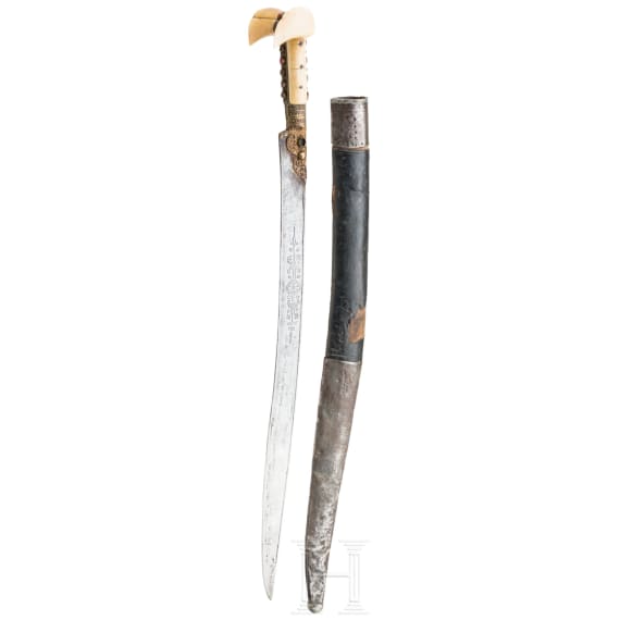 Yatagan mit Walross-Griffschalen, balkant&uuml;rkisch, um 1850/60