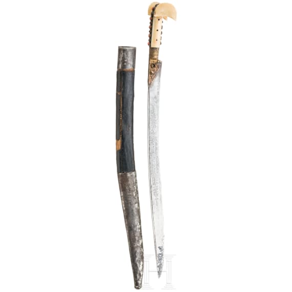 Yatagan mit Walross-Griffschalen, balkant&uuml;rkisch, um 1850/60