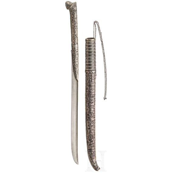 A Cretan silver mounted yatagan with wootz blade, late 18th century