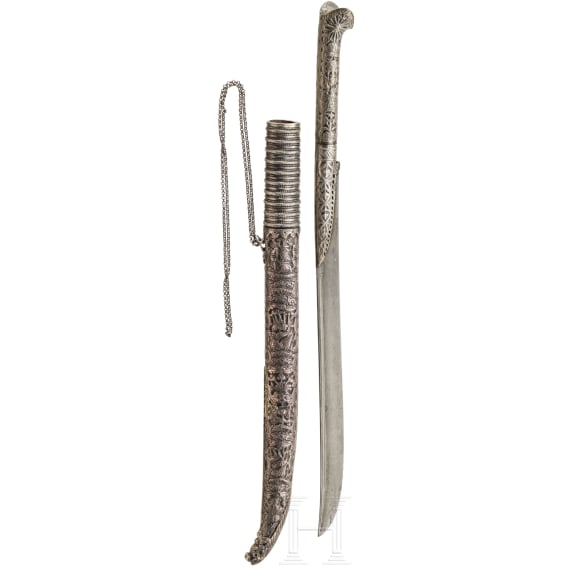 A Cretan silver mounted yatagan with wootz blade, late 18th century
