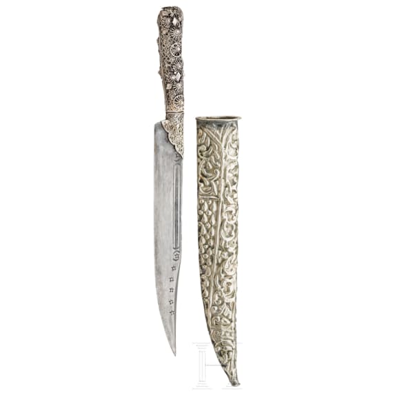An Ottoman bicak with silver filigree handle, 19th century