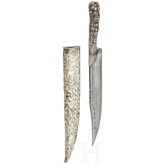 An Ottoman bicak with silver filigree handle, 19th century