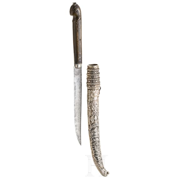 An Ottoman silver mounted bicak, 19th century