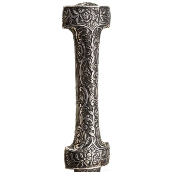 An Ottoman silver-mounted Khanjar with gold damascened, 16th century blade