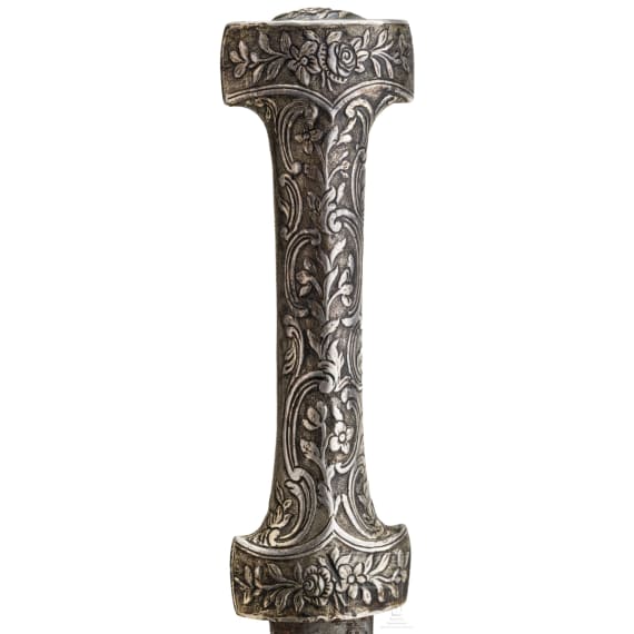 An Ottoman silver-mounted Khanjar with gold damascened, 16th century blade