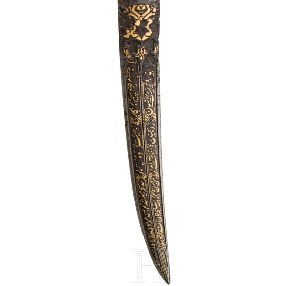 An Ottoman silver-mounted Khanjar with gold damascened, 16th century blade