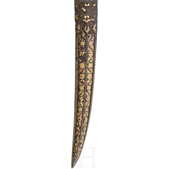 An Ottoman silver-mounted Khanjar with gold damascened, 16th century blade