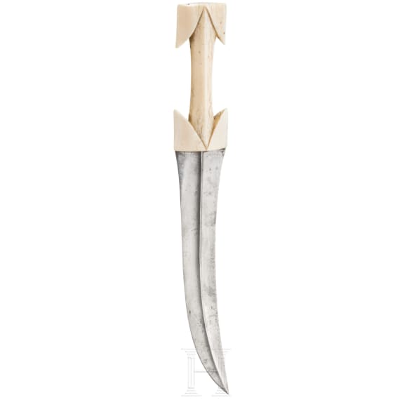 A large Ottoman khanjar with walrus ivory hilt, Ottoman, circa 1800