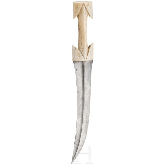 A large Ottoman khanjar with walrus ivory hilt, Ottoman, circa 1800