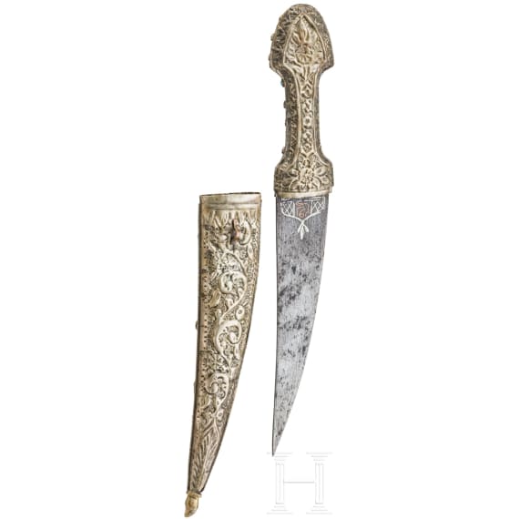 An Ottoman coral studded kandshar, late 19th century