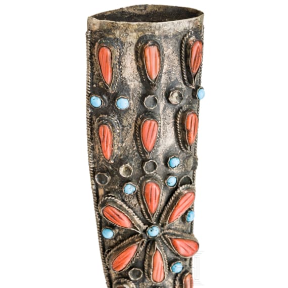 An Ottoman coral studded kandshar, late 19th century