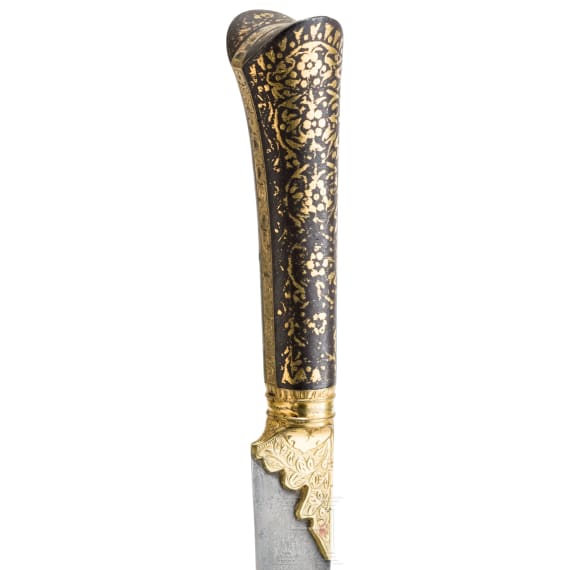 An Ottoman gold-damascened kard, 18th century
