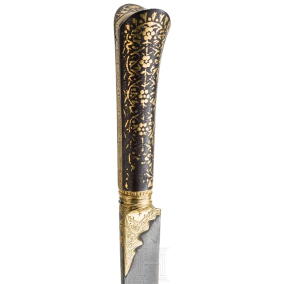 An Ottoman gold-damascened kard, 18th century