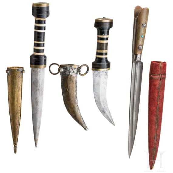 Two Syrian khanjars and an Indian kard, 19th/20th century