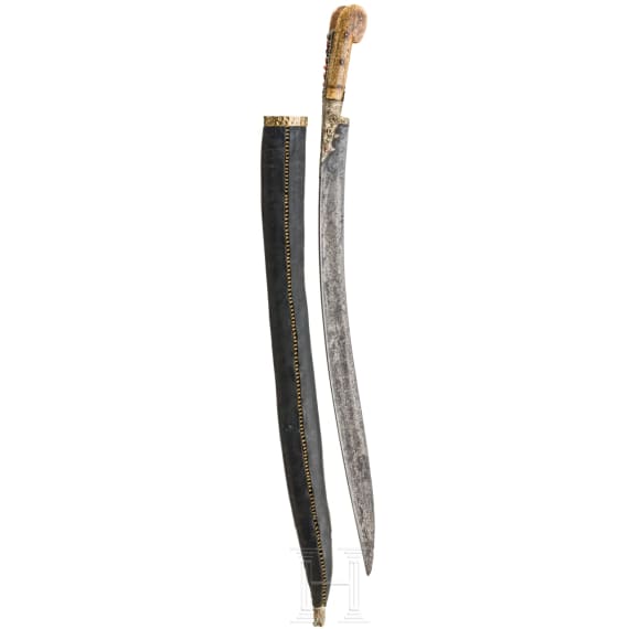 An Ottoman yatagan with walrus grips, late 18th century