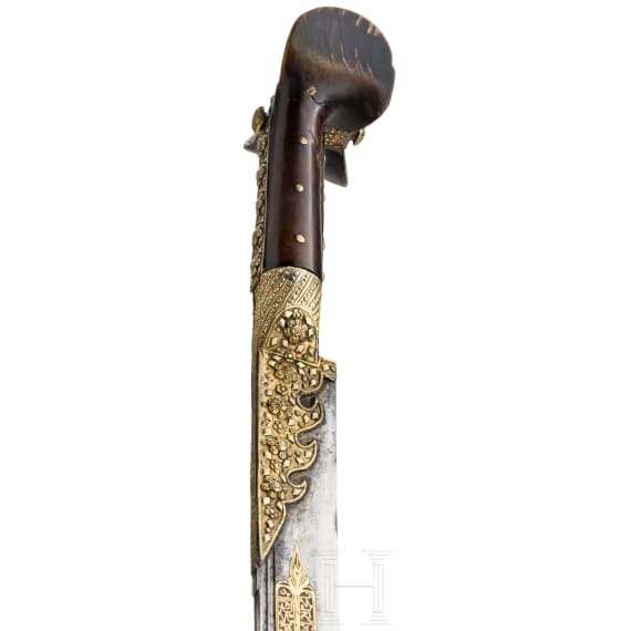 An Ottoman gold-damascened yatagan, dated 1820