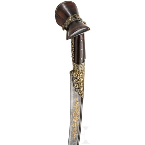 An Ottoman gold-damascened yatagan, dated 1820