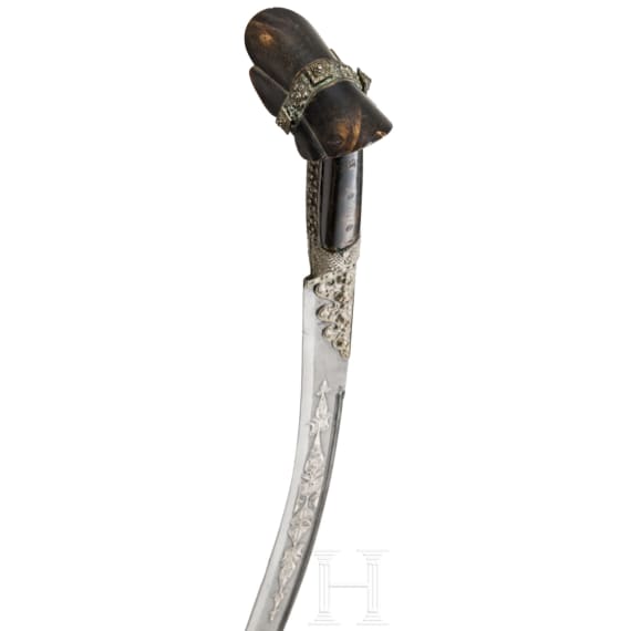 An Ottoman silver-damascened yatagan, dated 1861