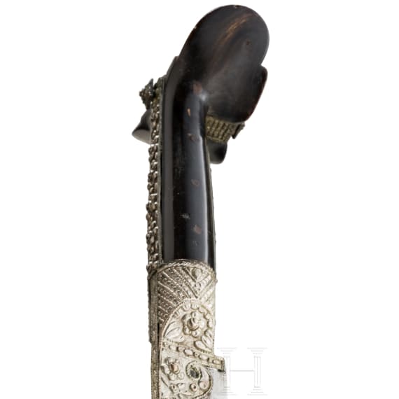 An Ottoman silver-damascened yatagan, dated 1861