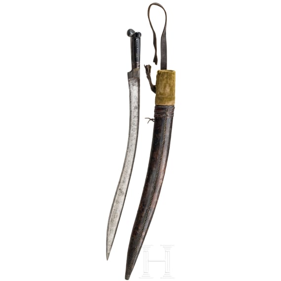 An Ottoman yatagan with a blade inlaid with silver, Ottoman, 19th century