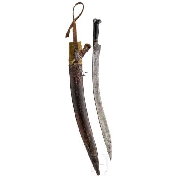 An Ottoman yatagan with a blade inlaid with silver, Ottoman, 19th century