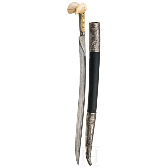 An Ottoman silver mounted yatagan, 19th century