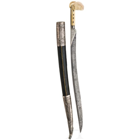 An Ottoman silver mounted yatagan, 19th century