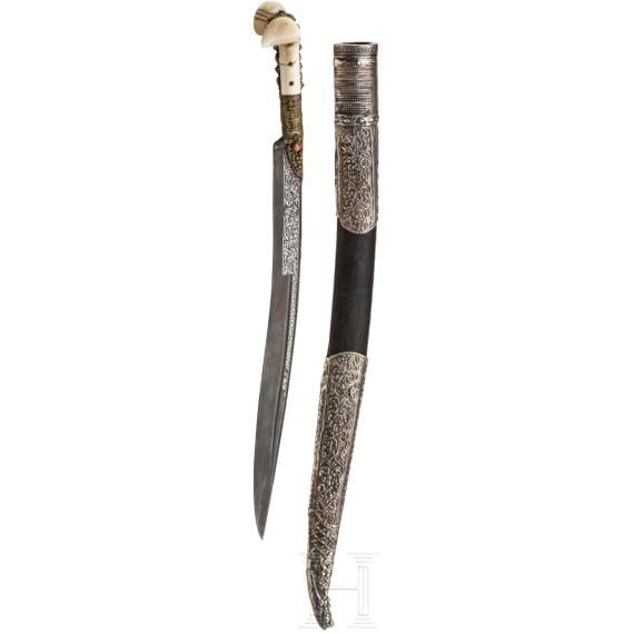 An Ottoman silver mounted boy's yatagan, 19th century