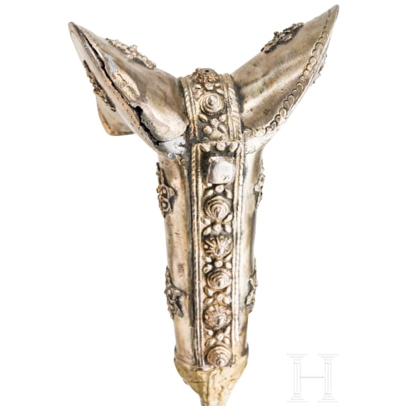 An Ottoman nickel-silver mounted yatagan, 19th century
