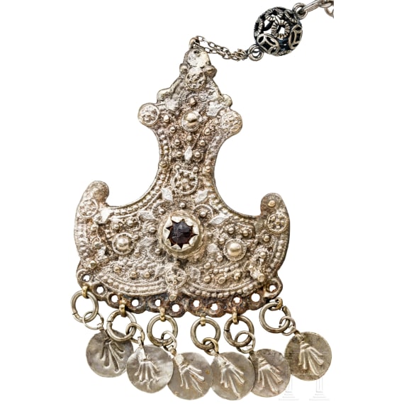 An Ottoman nickel-silver mounted yatagan, 19th century