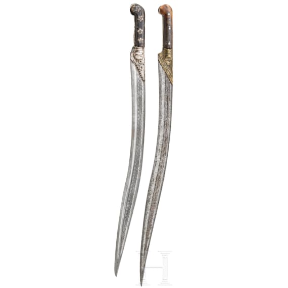 Two Ottoman yatagans, 19th century